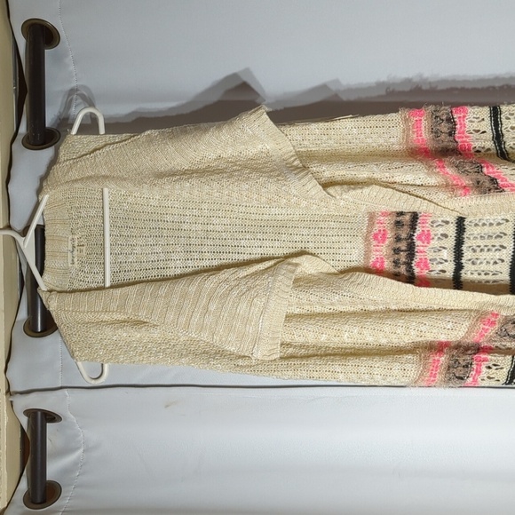 Love on a Hanger Striped Open front Long Cardigan Med Sleeveless - Picture 2 of 7